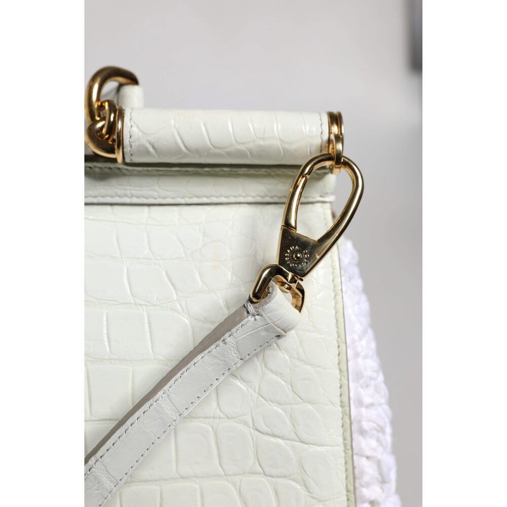 Dolce & Gabbana Dolce & Gabbana White Rafia Leather Top Handle Crossbody Bag Size ONE SIZE - 8 Thumbnail