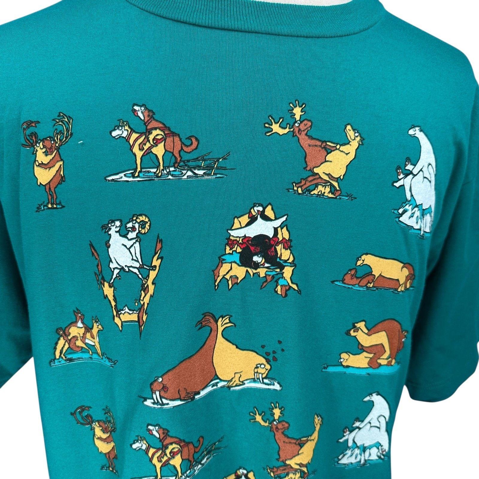 Jerzees VTG Love Alaskan Animal Sex T-Shirt Men's XL Blue USA 90s Size US XL / EU 56 / 4 - 3 Thumbnail