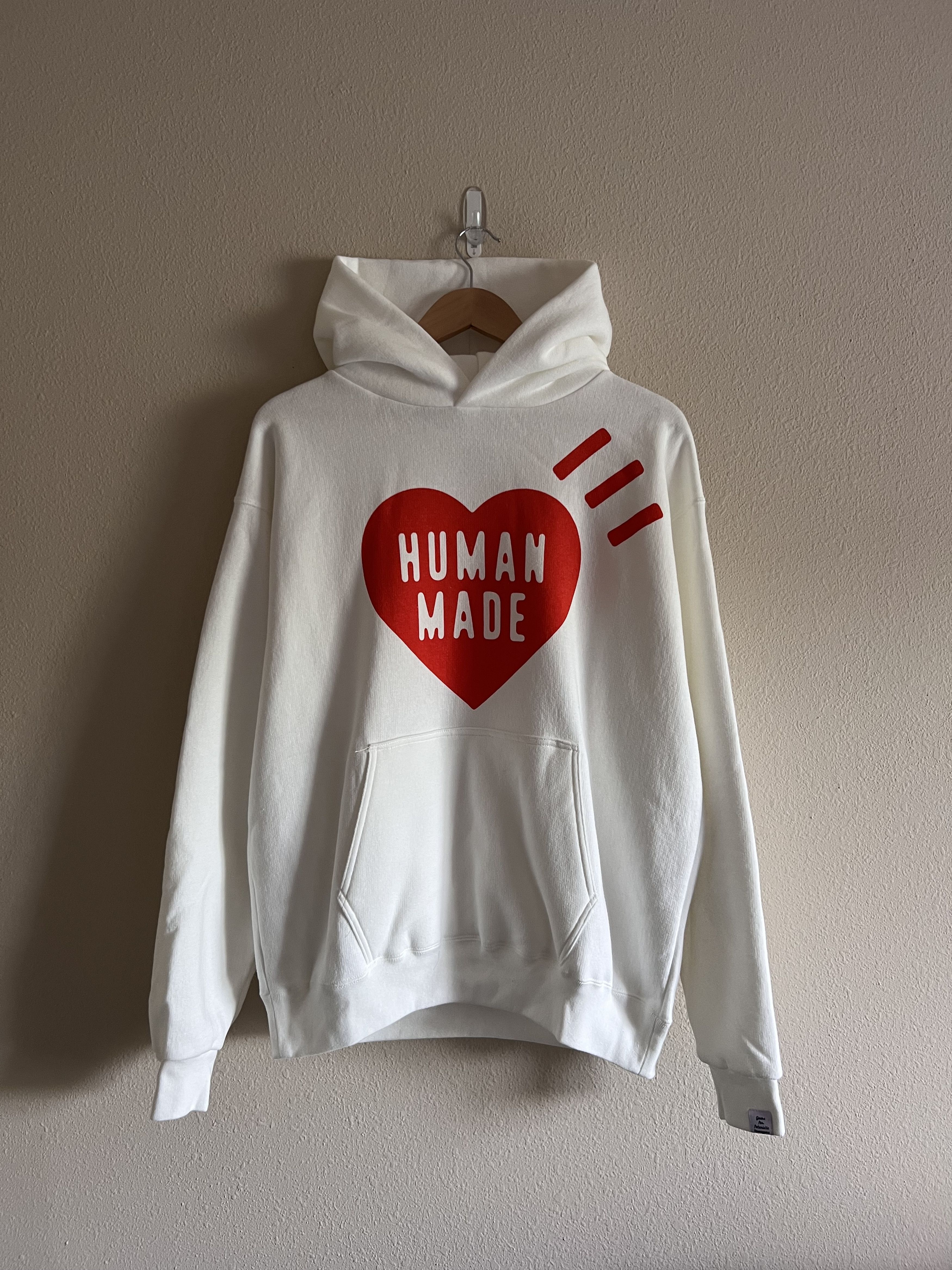 Human Made Human Made Logo Hooded Sweatshirt in White | Grailed