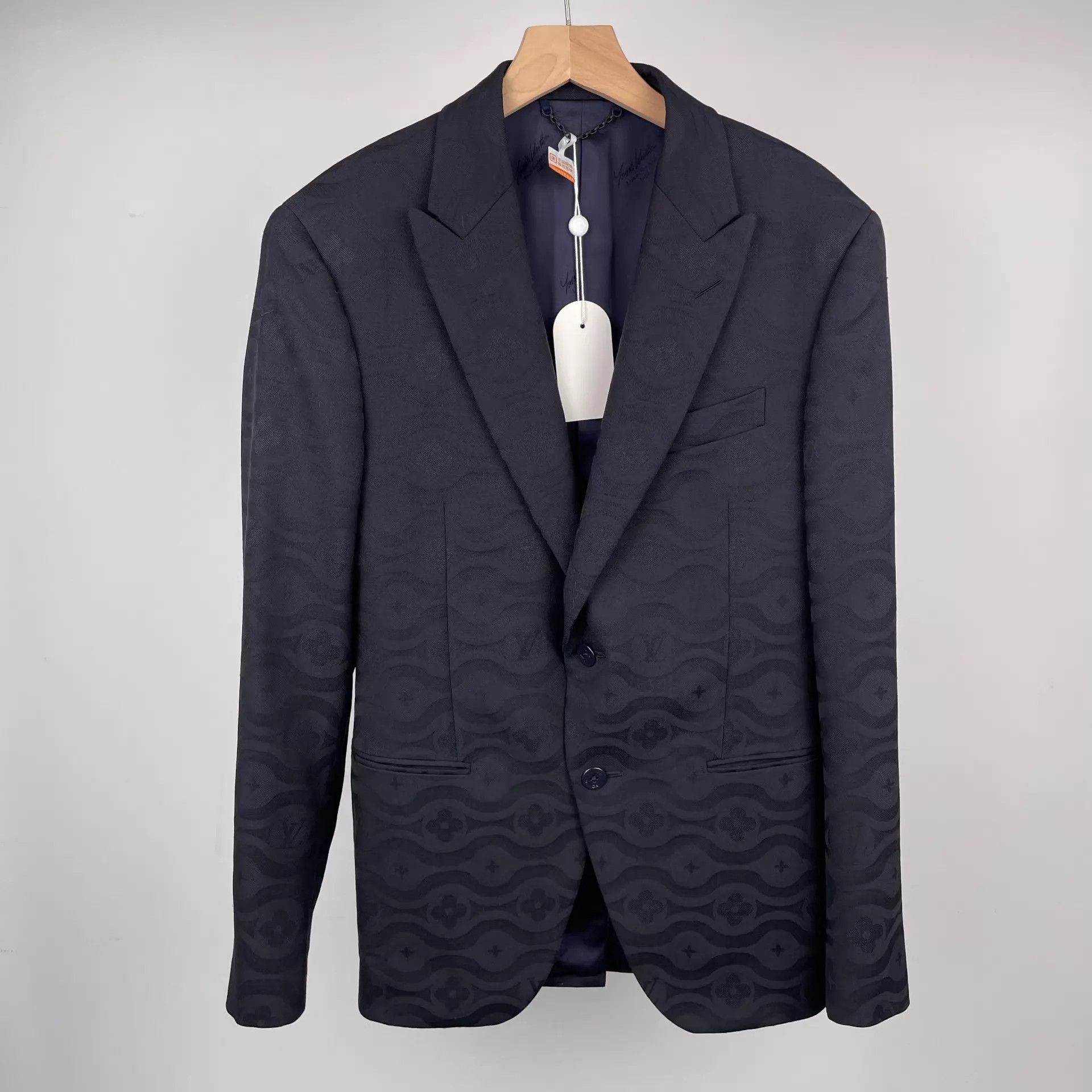 Louis Vuitton LV men's wool suit jacket black blue 48 Size 48R - 1 Thumbnail