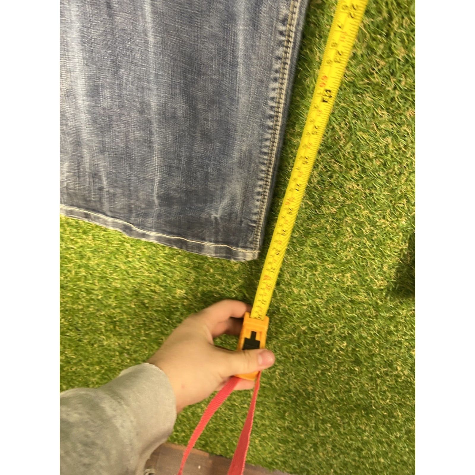 Vintage Allyance Blue Denim Jeans Womens Size 29 Low Rise Flare 30" Inseam Stretch Pockets Size 29" - 7 Thumbnail