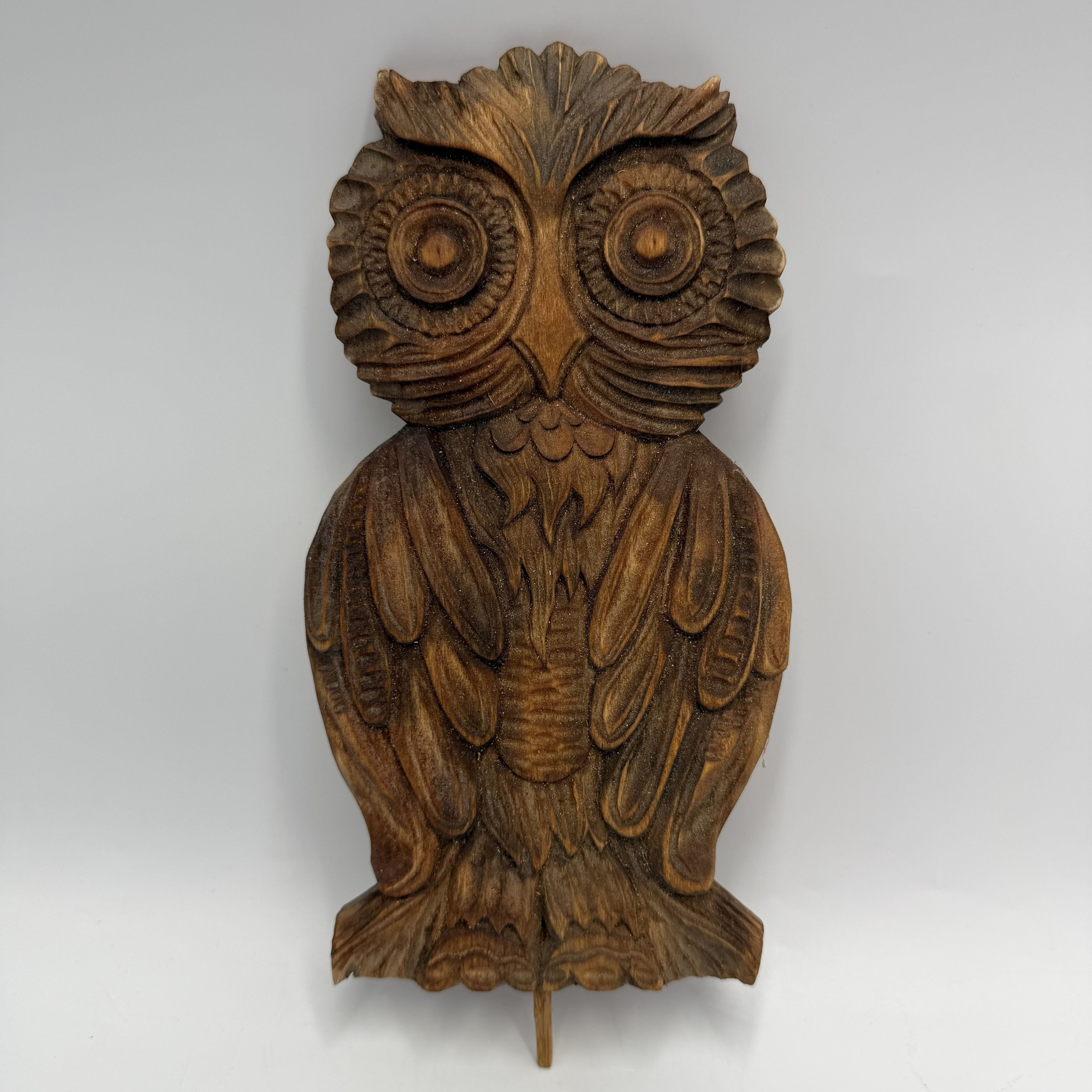 Vintage Vintage Hand Carved Wooden Owl Wall Plaque Linden Wood Size ONE SIZE - 7 Thumbnail