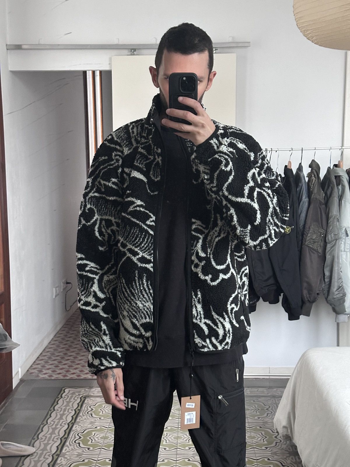 Stussy Dragon Sherpa Jacket Black