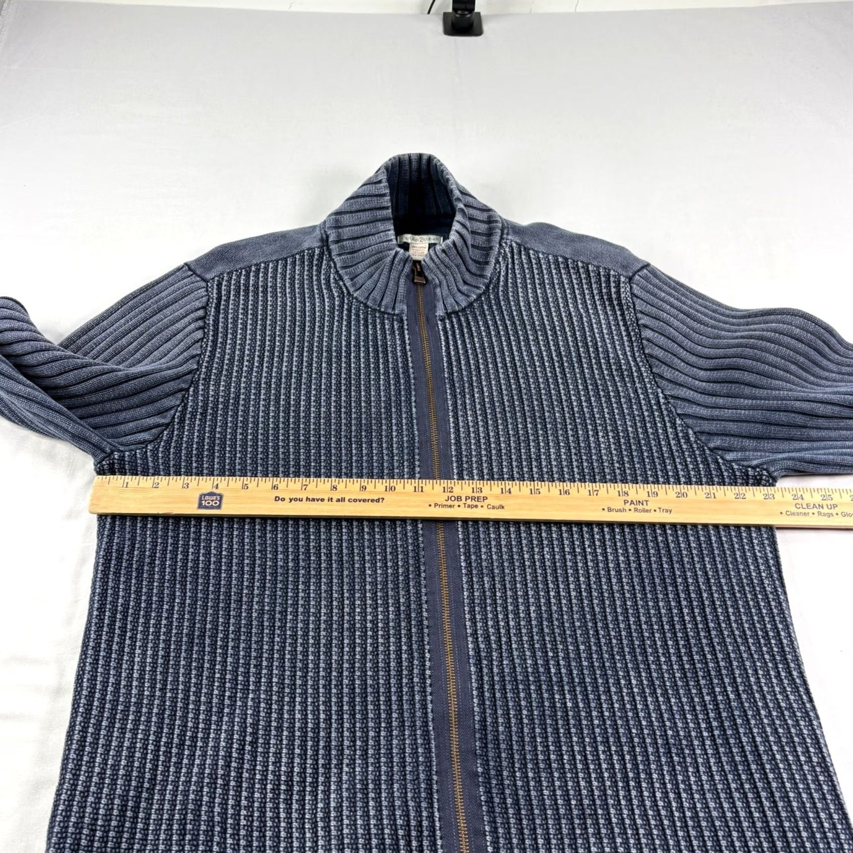 Carbon Carbon Sweater Mens L Blue Cobalt Heavy Knit Full Zip Stretch Size US L / EU 52-54 / 3 - 3 Thumbnail