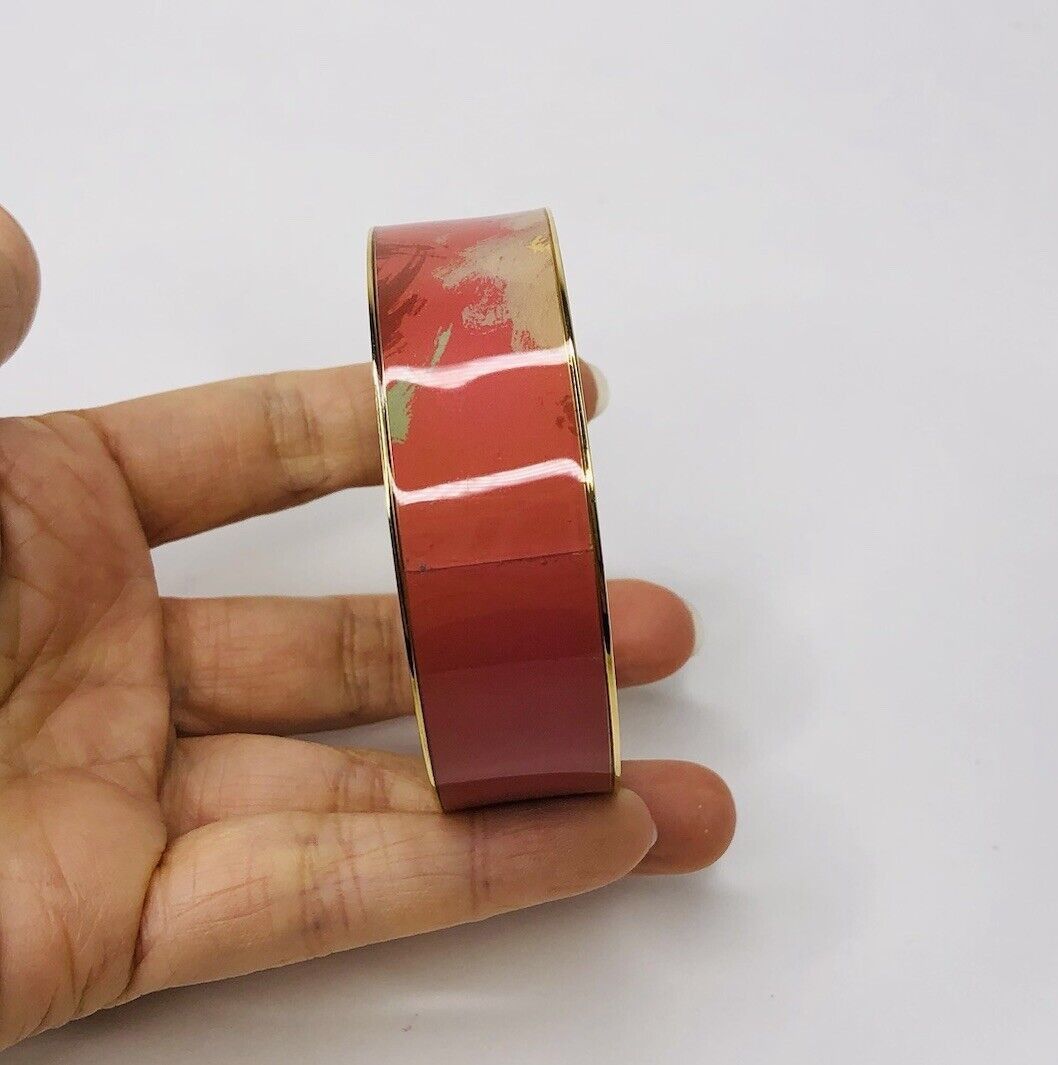 J.Crew J Crew Abstract Enamel Wide Bangle Bracelet Brick Red Gold Size ONE SIZE - 6 Thumbnail