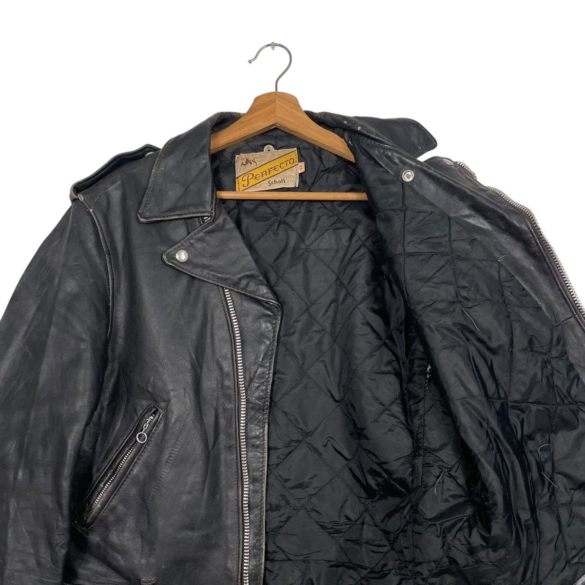 Schott Vtg 80s Schott Perfecto Double Colar Biker Leather Jacket Size US M / EU 48-50 / 2 - 10 Thumbnail
