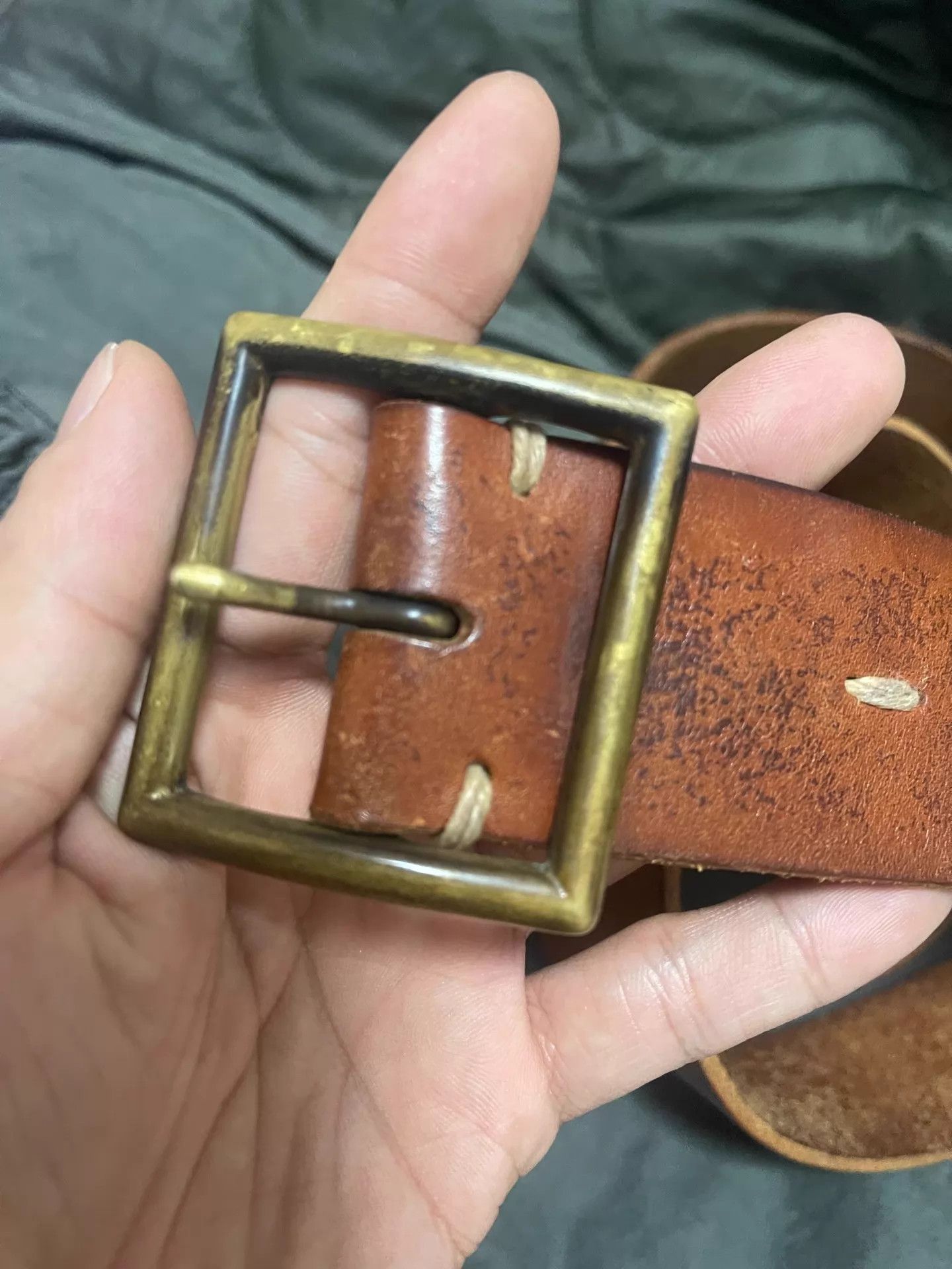 Visvim VISVIM PLAIN BELT 45MM W32 Thick Leather Worn Size 32 - 2 Thumbnail