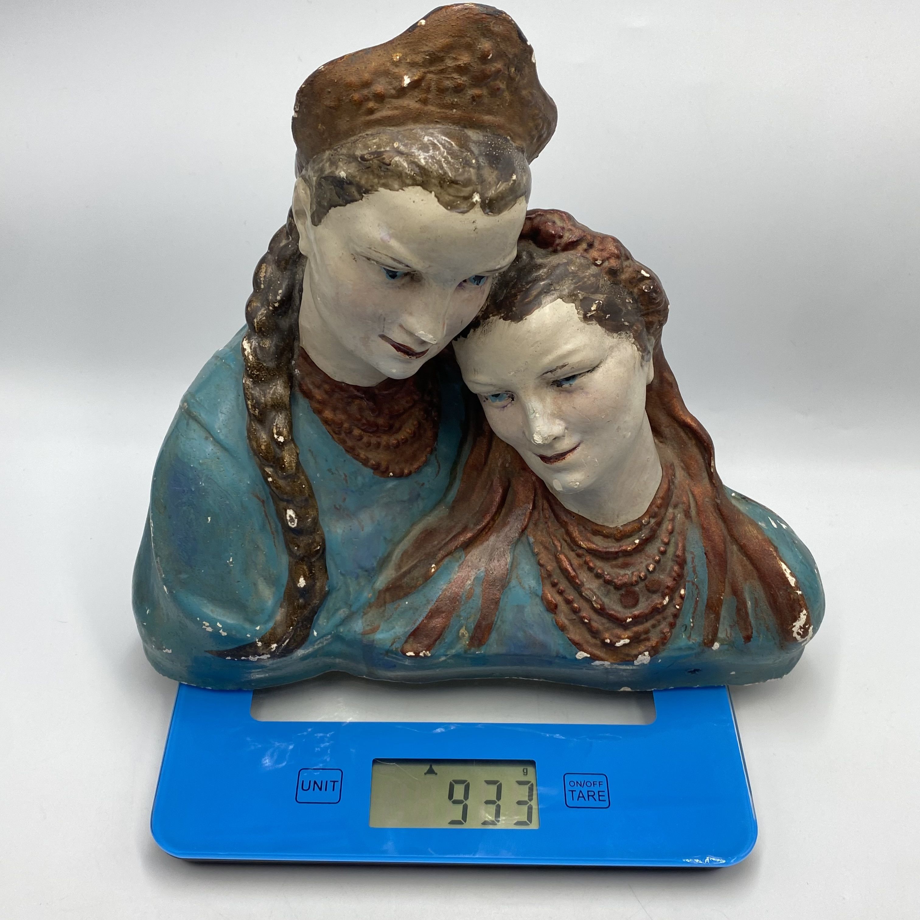 Vintage Vintage Handmade Gypsum Sculpture Sisters Ukrainian Folk Art Size ONE SIZE - 4 Thumbnail