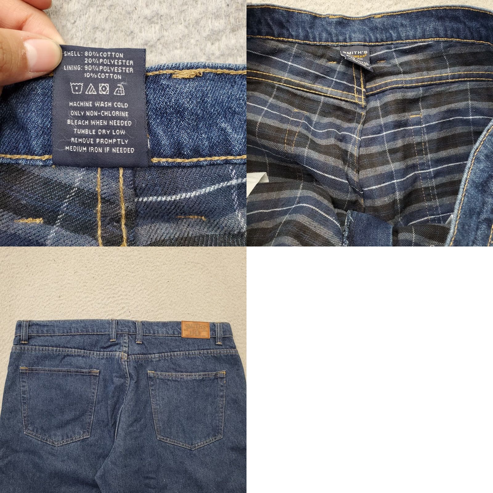 Vintage Smith's Workwear Straight Jeans Mens 42x30 Blue Denim Stretch Comfort Streetwear Size US 42 / EU 58 - 8 Thumbnail