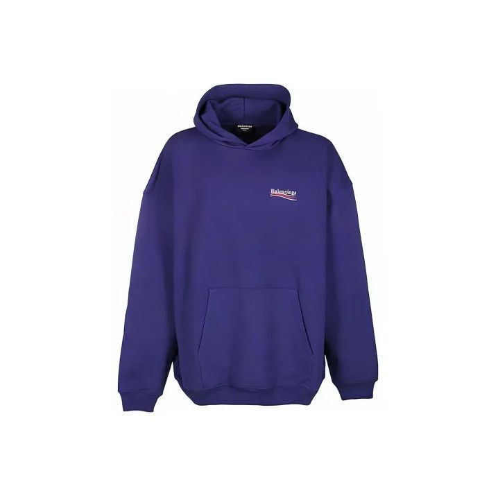Balenciaga Balenciaga Men's Blue Printed Hoodie Size US S / EU 44-46 / 1 - 1 Thumbnail