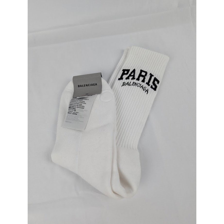 Balenciaga o1rshd1 Size: XL / Paris Tennis Socks in White / Black Size ONE SIZE - 3 Thumbnail