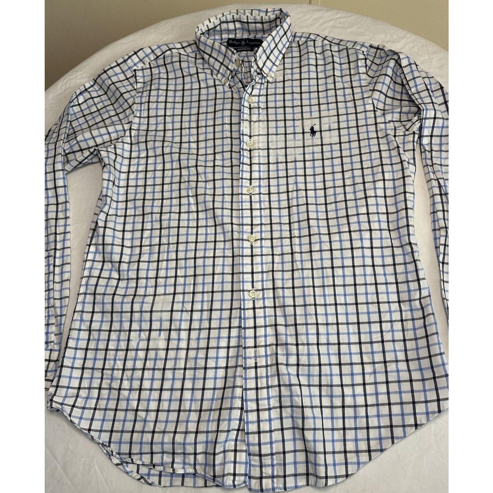 Ralph Lauren Ralph Lauren Custom Fit Button Medium Shirt White Blue/Pony Size US M / EU 48-50 / 2 - 2 Thumbnail