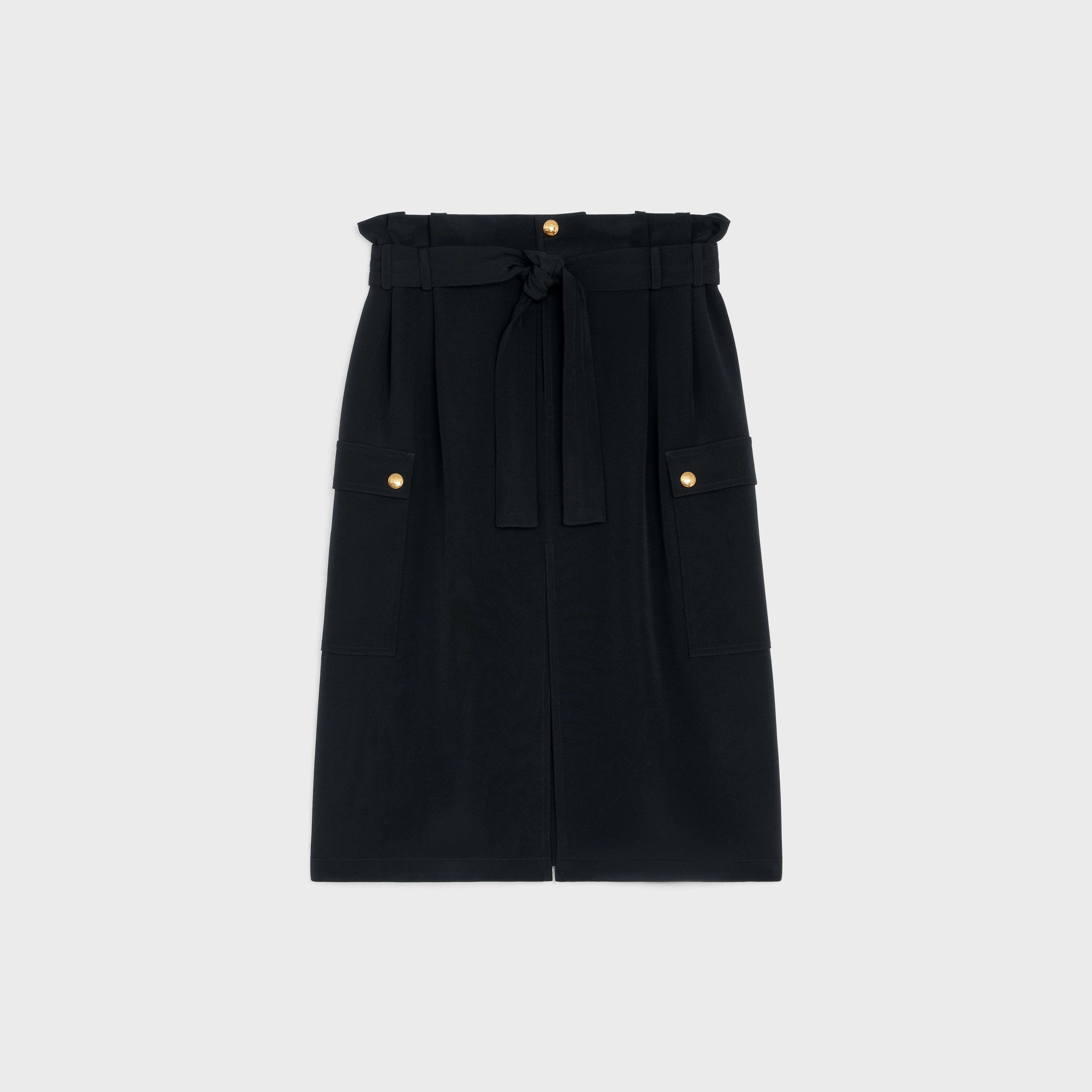 Celine o1w1db10824 Paper Bag Skirt in Silk Cloth in Black Size 28" / US 6 / IT 42 - 1 Thumbnail