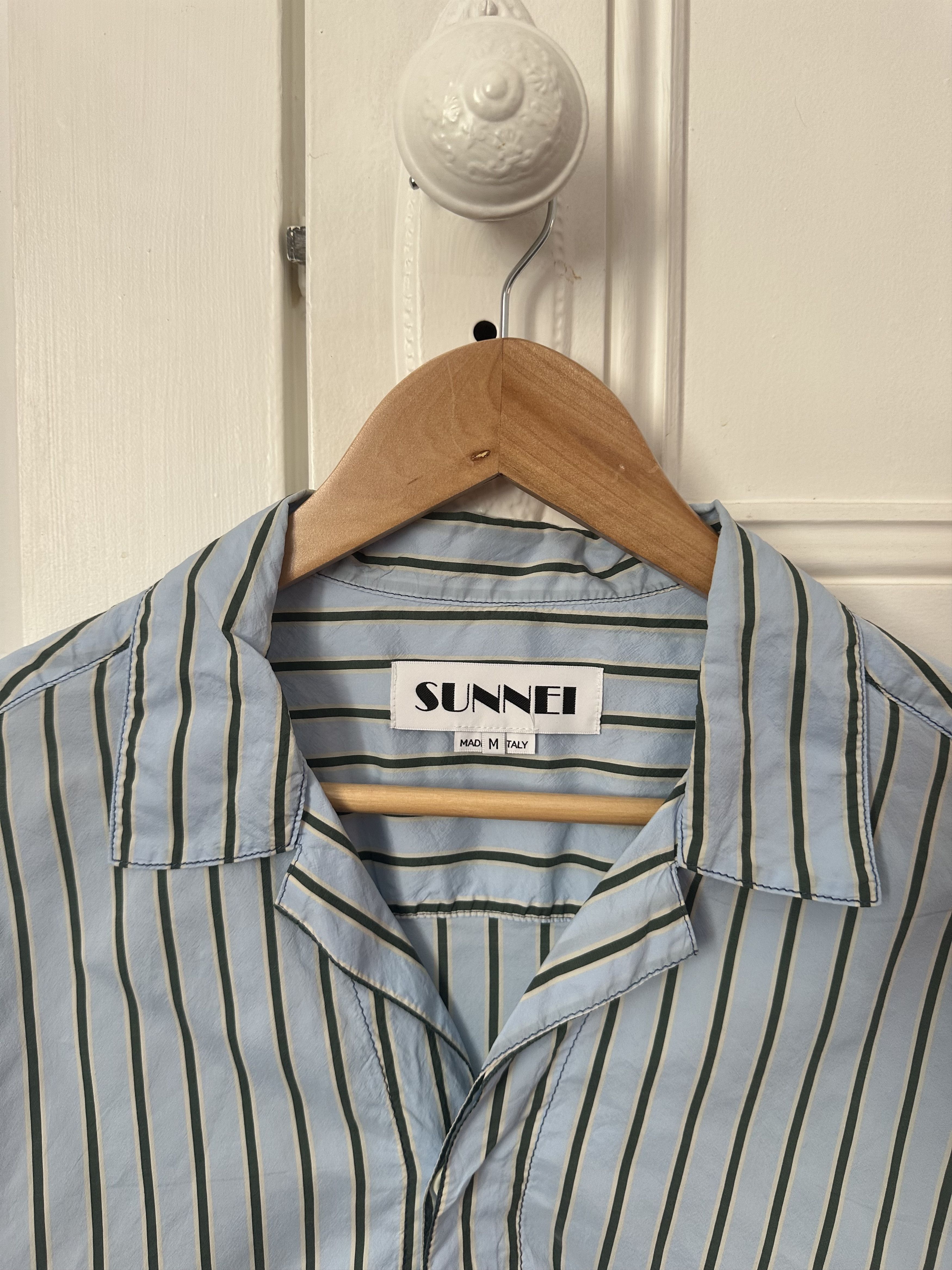 Sunnei Sunnei Regular Shirt / Green & Blue Stripes Size US M / EU 48-50 / 2 - 4 Thumbnail