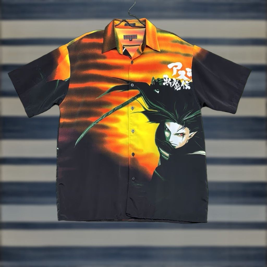 Vintage Match One Anime Shirt Mens XL Button-Up Polyester Cotton Orange Black Samurai Size US XL / EU 56 / 4 - 1 Thumbnail