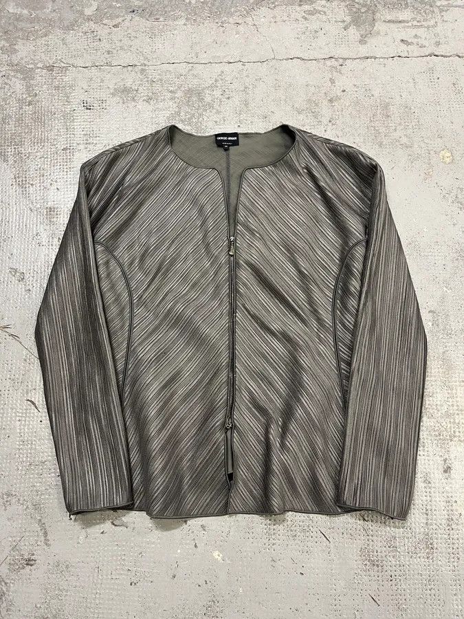 Giorgio Armani SS2012 Giorgio Armani Pleated Striped Grey Jacket Size M / US 6-8 / IT 42-44 - 1 Thumbnail