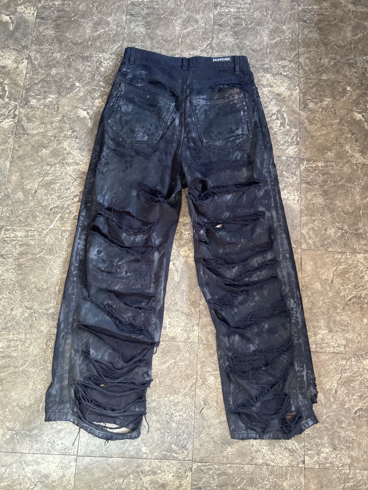 Balenciaga Balenciaga knee distressed baggy black jeans | Grailed