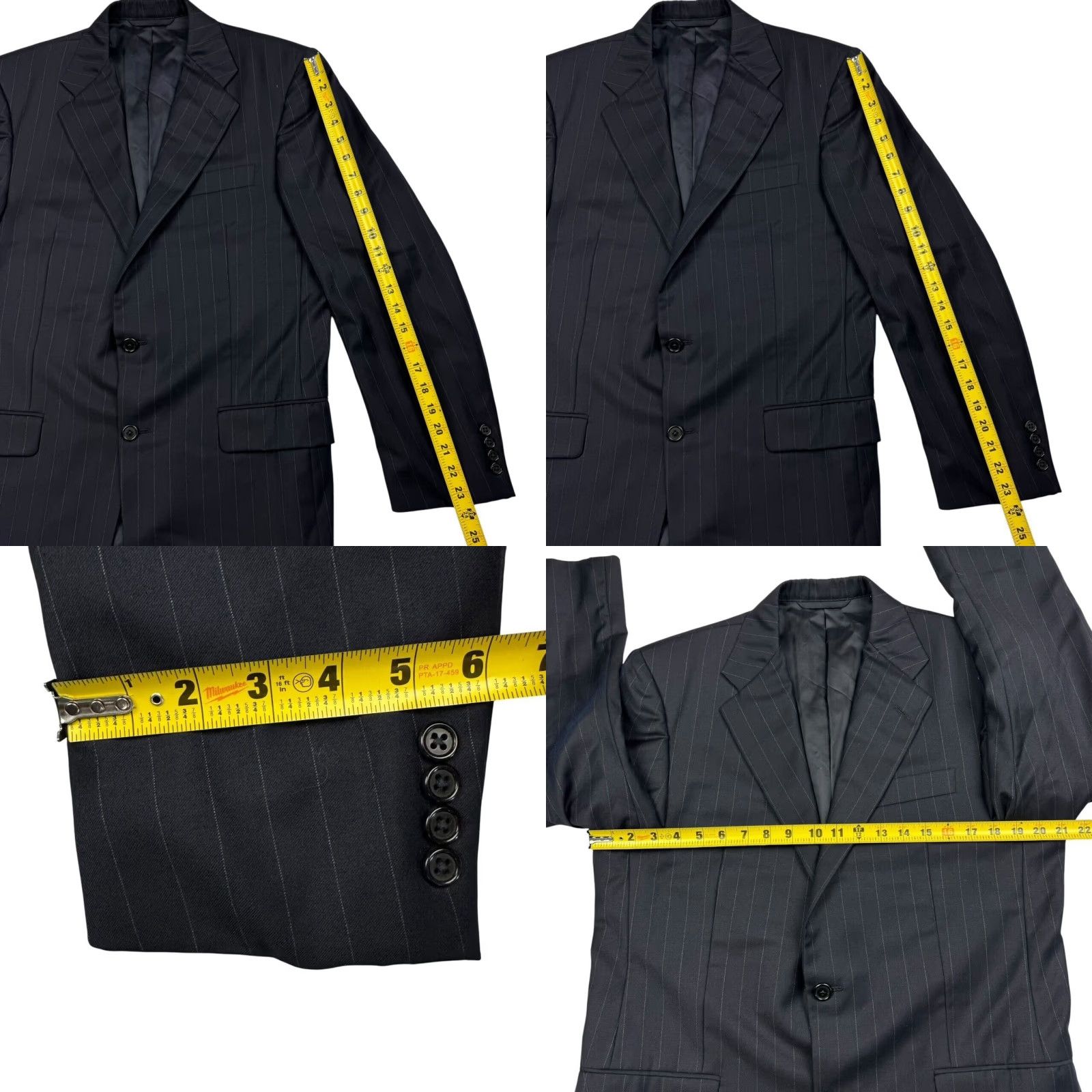 Vintage Hickey Freeman x Loro Piana Blazer 2-Button Tasmanian Wool Black Striped 39R Mens Jacket Coat Size 40R - 8 Thumbnail