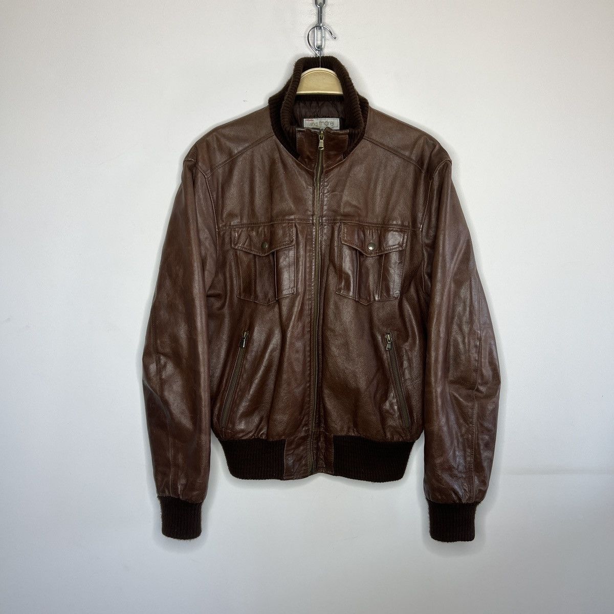 Leather × Vintage VINTAGE 90S GENUINE LEATHER JACKET BOMBER FLIGHT BROWN Size US L / EU 52-54 / 3 - 1 Thumbnail