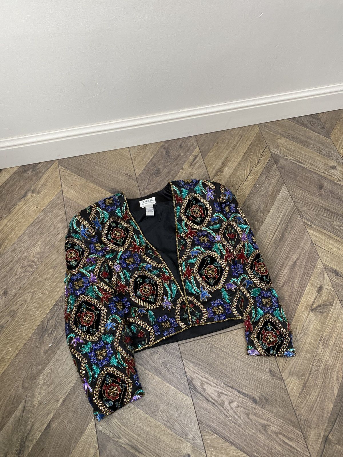 Other Vintage Black Tie Heavy Beaded/Sequin Crop Jacket Size L / US 10 / IT 46 - 5 Thumbnail