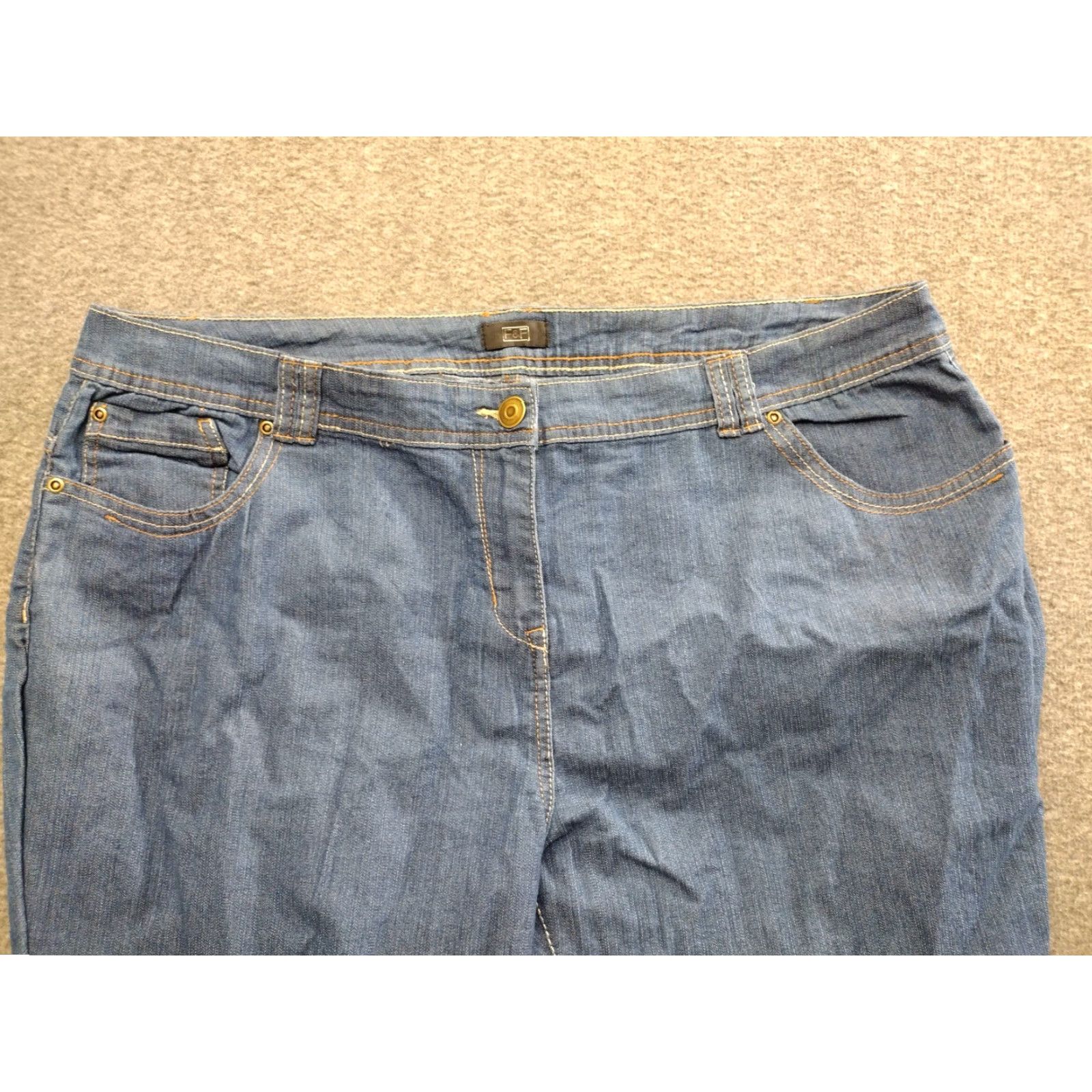Vintage F&F Women Capri Jeans Denim 22 38/40 Blue High Rise 5-Pocket Button Denim Capri Jeans Casual Bohemian 90s Womens Size 40" / US 18 - 3 Thumbnail