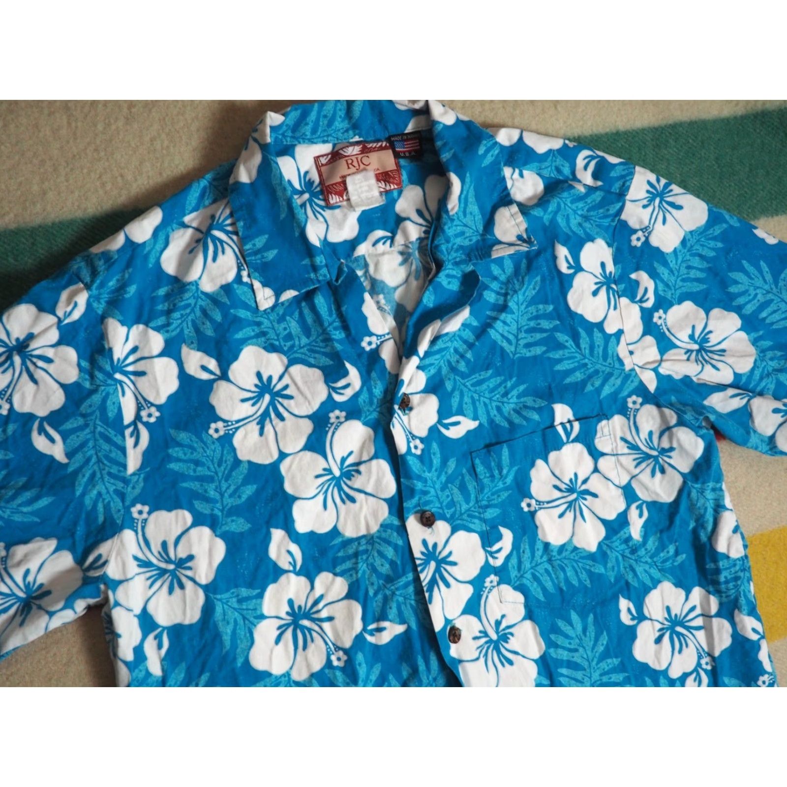Vintage VTG 90s RJC Blue White Floral Camp Button USA Magnum Hawaiian Shirt Mens L Size US L / EU 52-54 / 3 - 3 Thumbnail