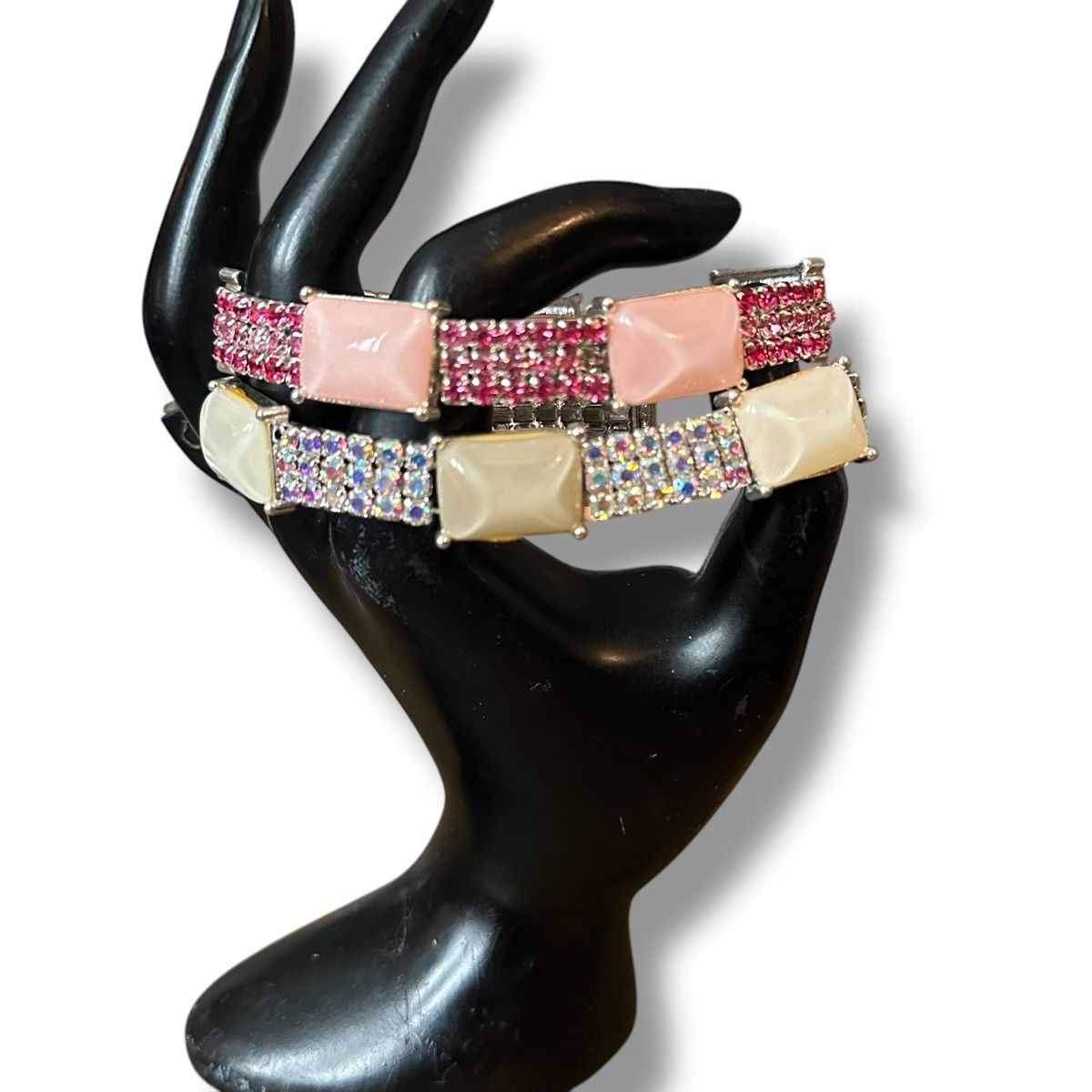 Other Rhinestone pink and cream stretch bracelets Size ONE SIZE - 3 Thumbnail