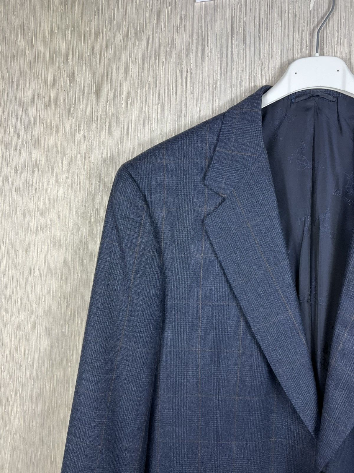 Brioni Brioni per Arabelli wool checked navy blazer jacket luxury Size 54R - 4 Thumbnail