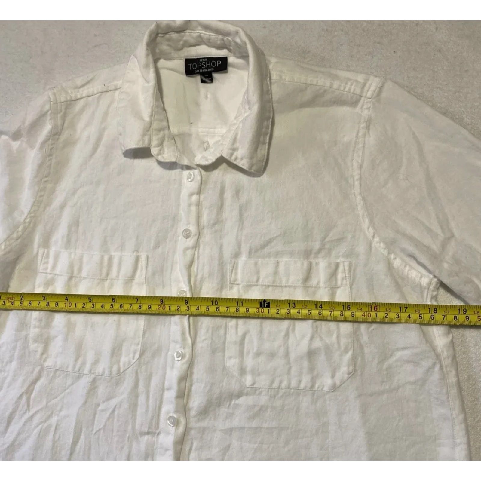 Topshop Topshop Shirt Dress Womens Size 6 Long Sleeve White Linen Cotton Button Collared Casual Short Dress 28-23 Size M / US 6-8 / IT 42-44 - 6 Thumbnail