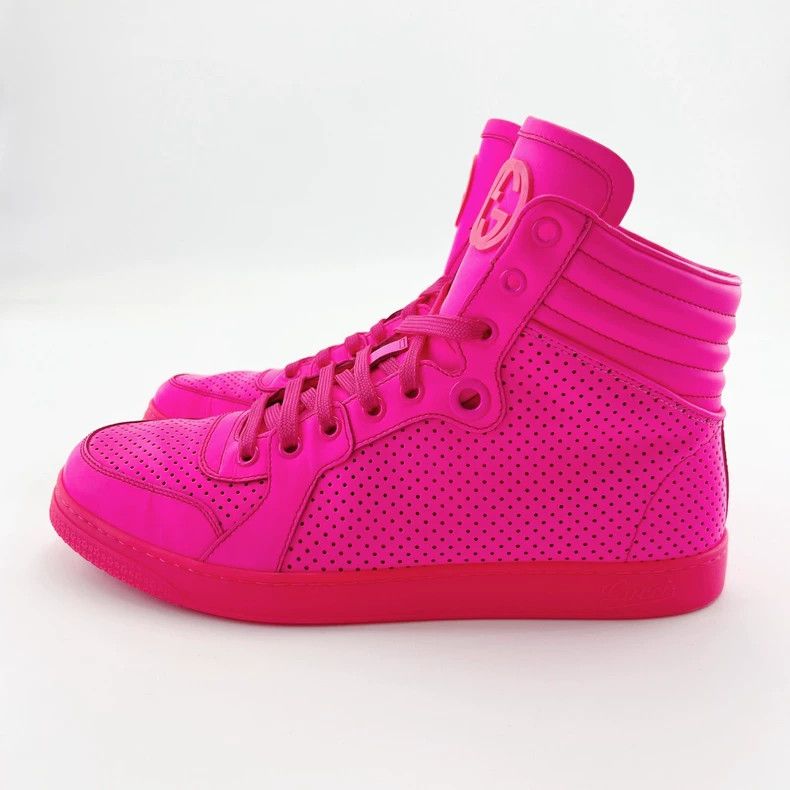 Gucci Gucci Pink High-Top Lace-Up Sneakers - dmc Size US 7.5 / EU 40-41 - 1 Thumbnail