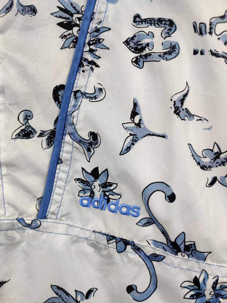 Adidas Vintage 90s Adidas Trefoil Floral Art Windbreaker Jacket Size US M / EU 48-50 / 2 - 7 Thumbnail