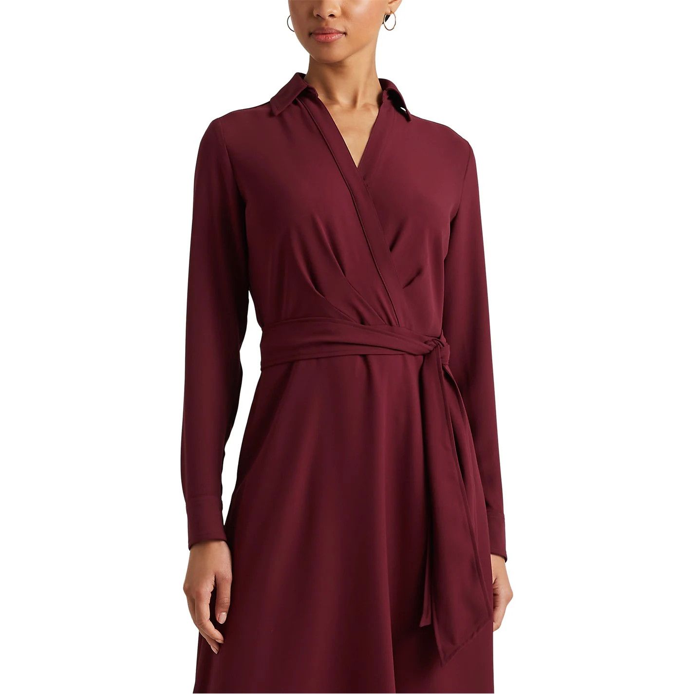 Lauren Ralph Lauren o1g2r1mq0825 Rowella Dress in Burgundy Size XS / US 0-2 / IT 36-38 - 2 Thumbnail