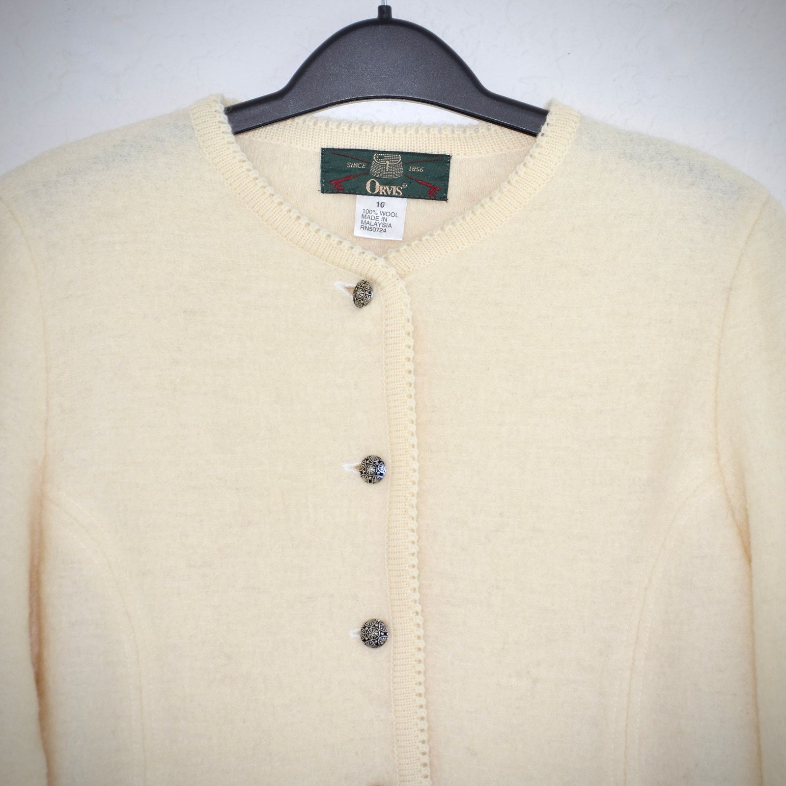 Orvis Vintage Orvis 100% Wool Beige Cardigan, Women's Size 10 Size L / US 10 / IT 46 - 3 Thumbnail