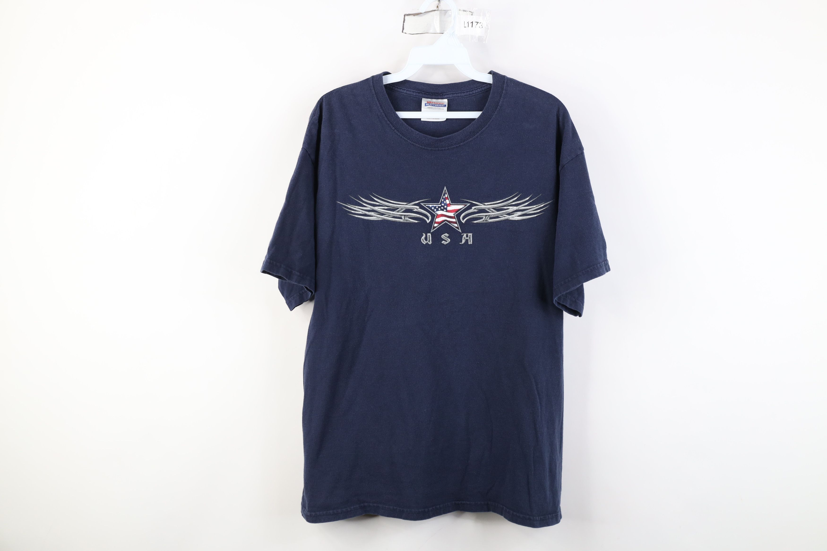 Vintage Vintage 90s Y2K Streetwear Flag Star Tribal Eagle T-Shirt Size US L / EU 52-54 / 3 - 1 Thumbnail