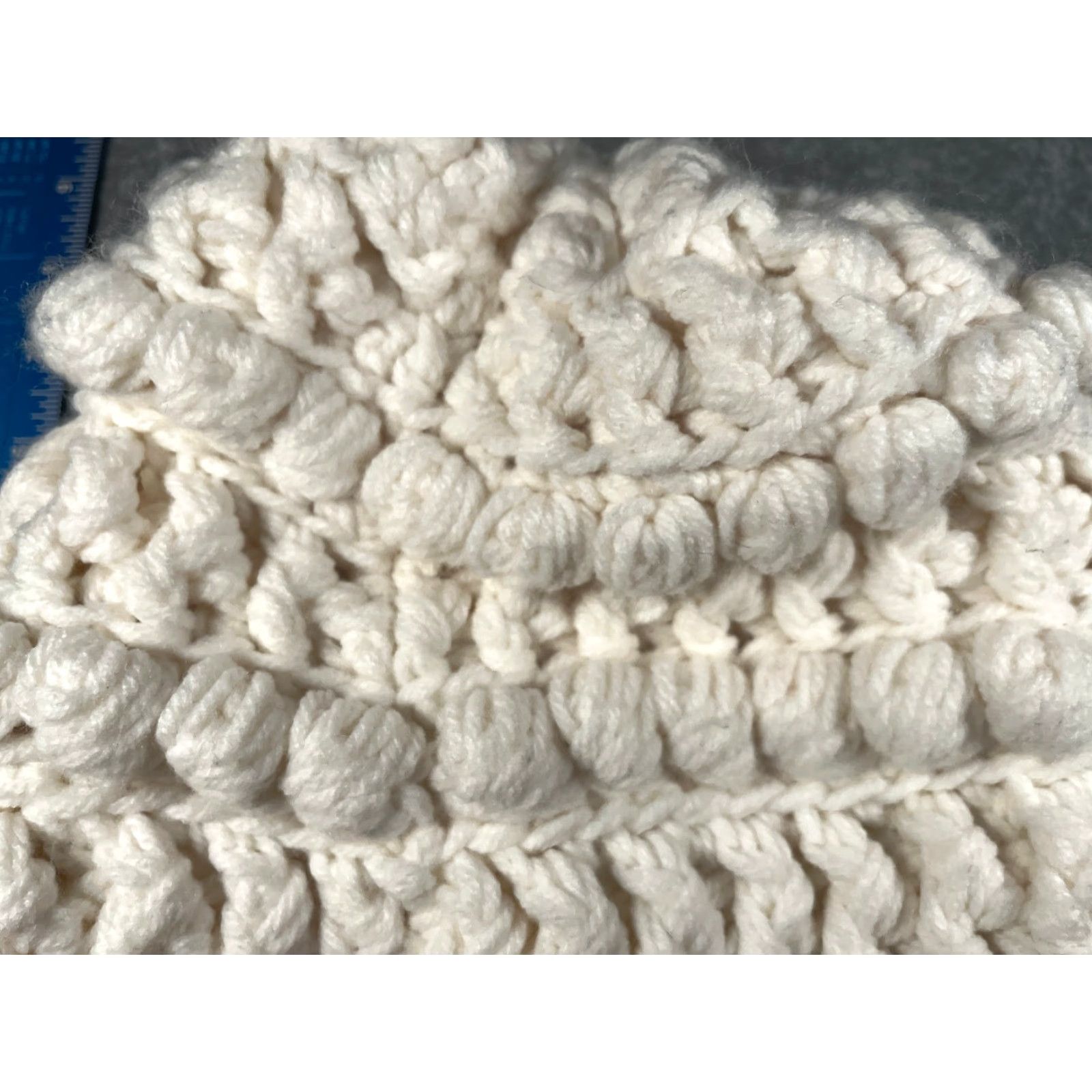 Vintage Beanie Toque Women One Size White Crochet Knit Acrylic Beanie Womens Outdoor Ski Hat Size ONE SIZE - 2 Thumbnail