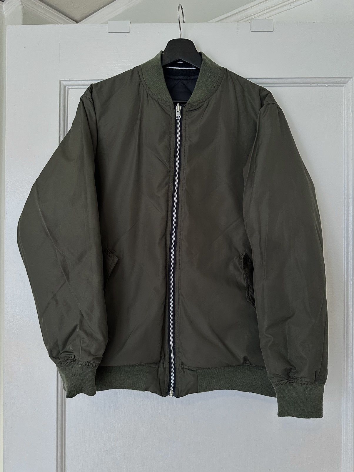 TAION Reversible Navy & Khaki Quilted Down Bomber Jacket Size US M / EU 48-50 / 2 - 3 Thumbnail