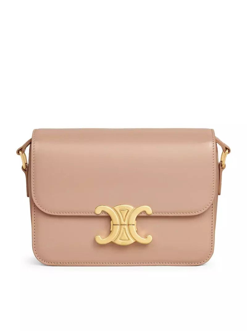 CELINE Triomphe Teen $3950 Peach Calfskin Bag New