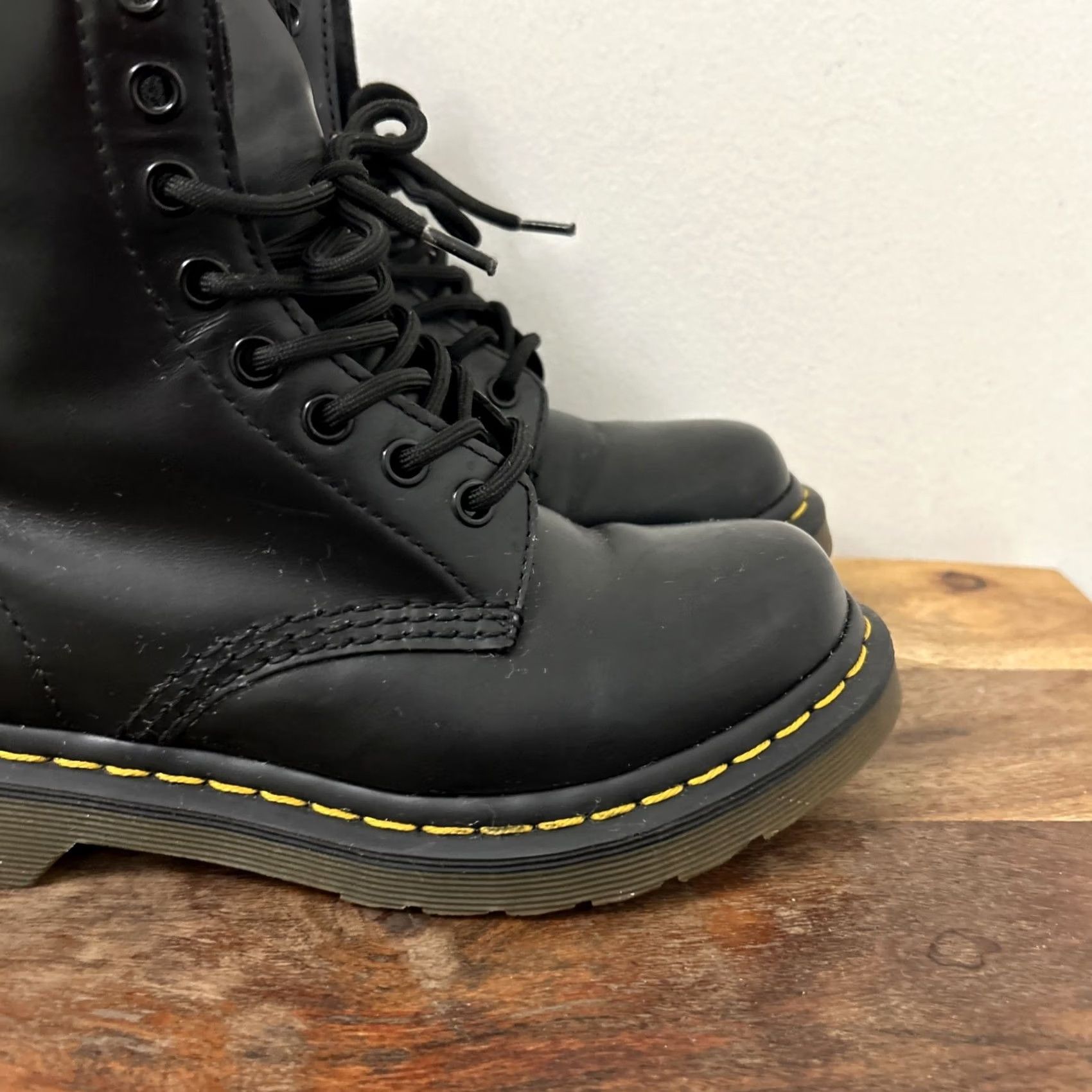 Dr. Martens Dr. Martens 1460 Boots Womens Size 5 Black Smooth Leather 8 Hole Lace Up Combat Style Mens Womens Genders Size US 5.5 / IT 35.5 - 3 Thumbnail
