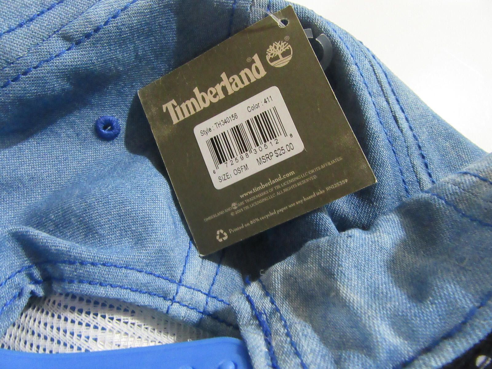 Timberland Timberland Mens Baseball Cap Logo Hat Denim Blue Adjustable Size ONE SIZE - 3 Thumbnail