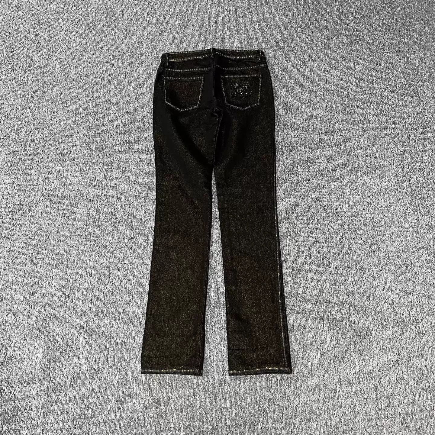 Chanel Chanel Double C Gold Thread Jeans 34 (Mint) Size 25" / US 0 / IT 36 - 2 Thumbnail