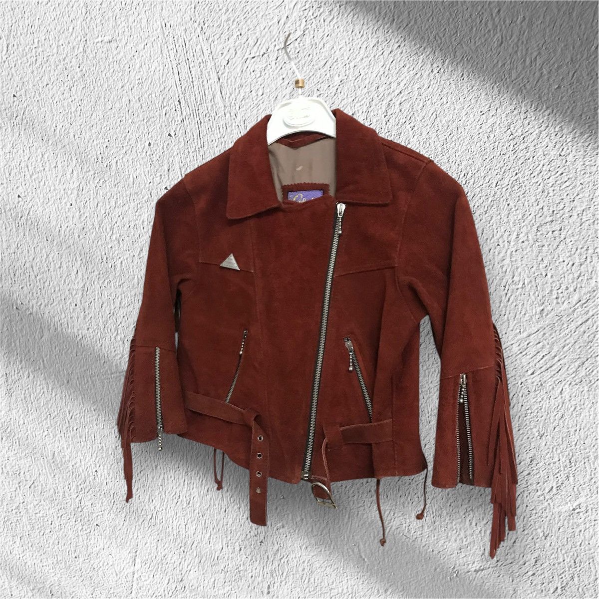Vintage Elegant Children's Suede Leather Jacket - Dark Brown,Vintage Size US XXS / EU 40 - 1 Thumbnail
