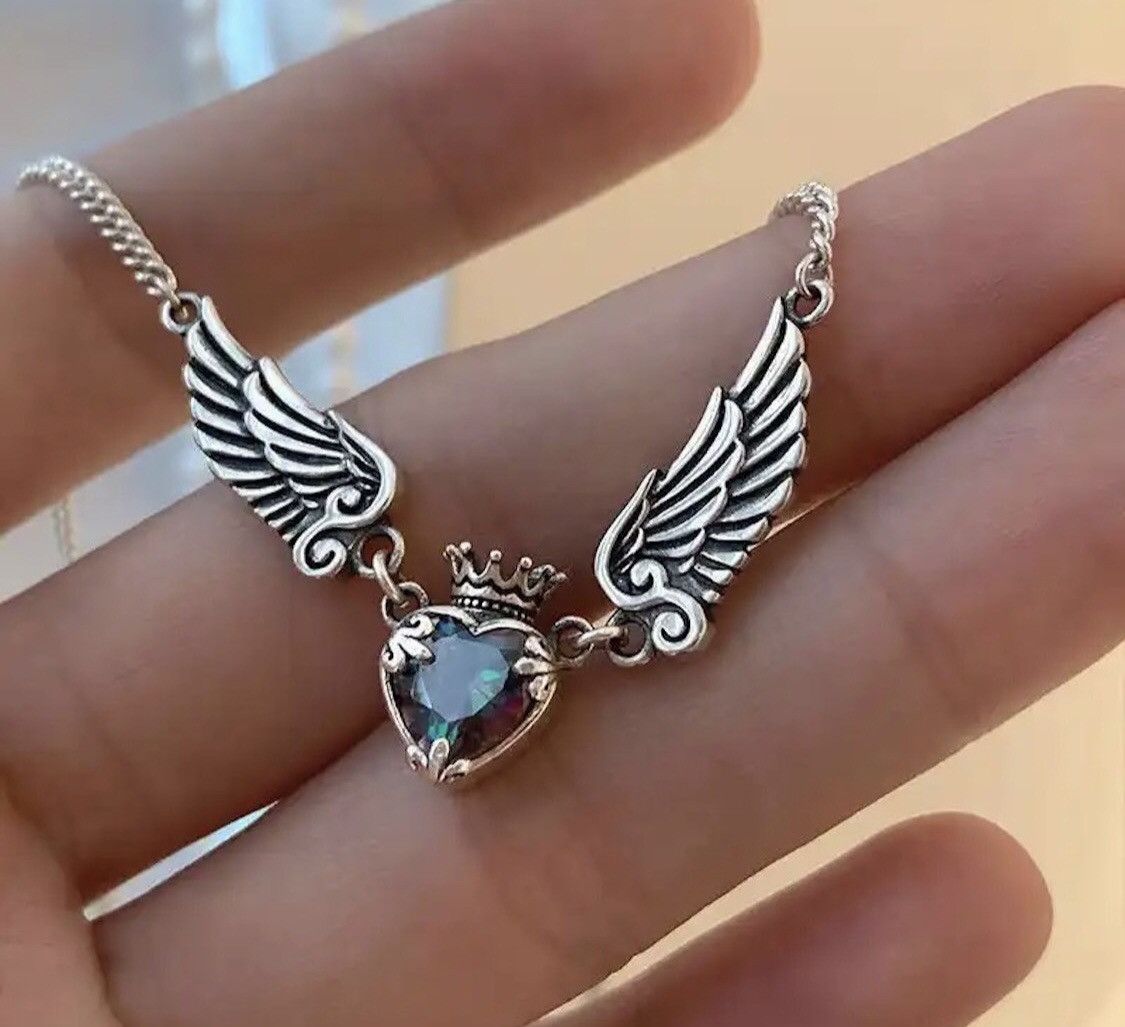 Jewelry Wing Love Stone Chain Necklace Size ONE SIZE - 3 Thumbnail