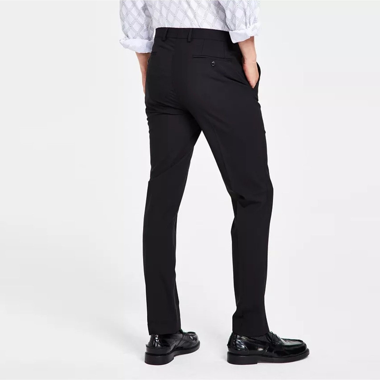 Bar III Bar III Men's Black Wool Classic Slim Dress Pants 29W 30L Size US 29 - 2 Thumbnail