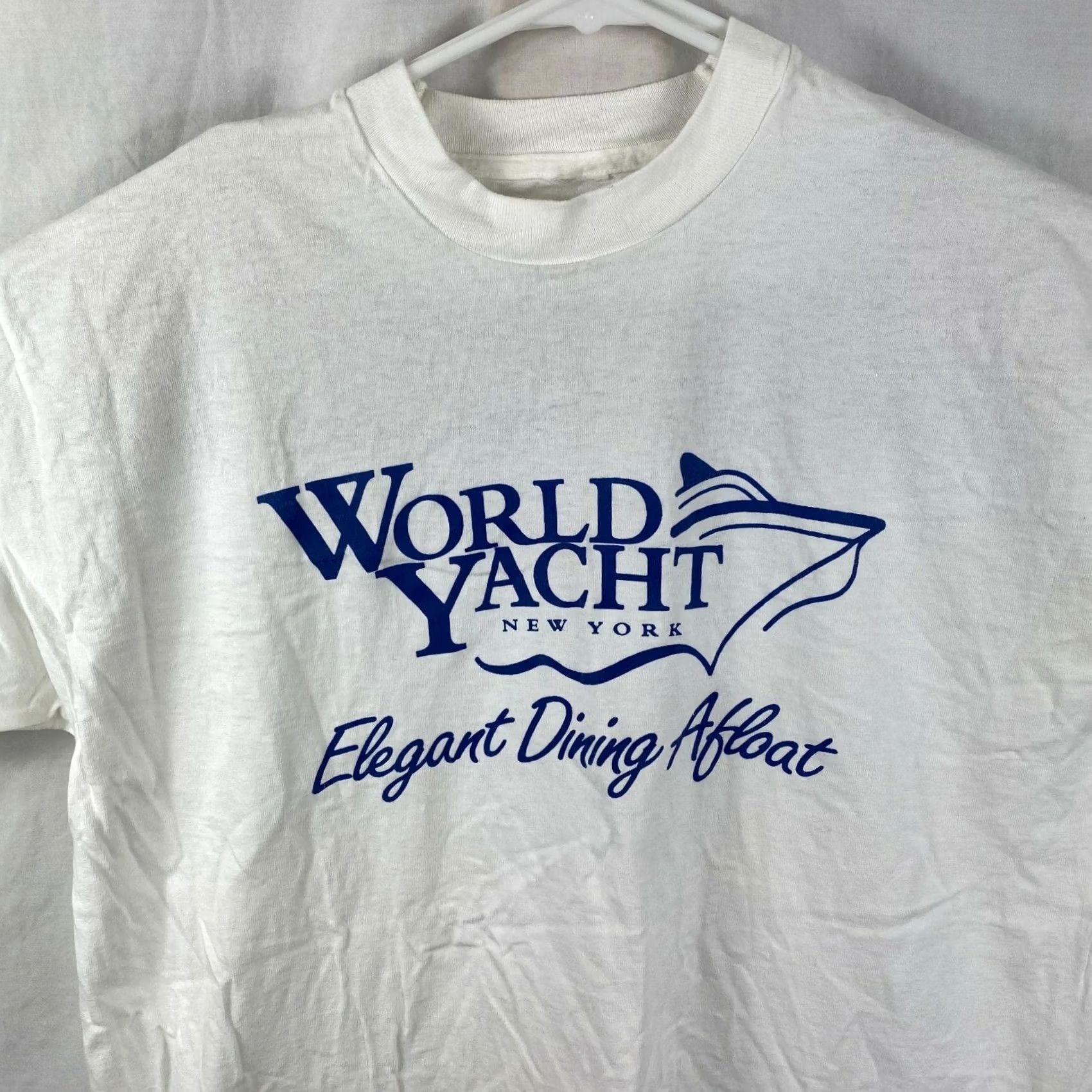 Vintage VINTAGE World Yacht Shirt Mens S White 90s Single Stitch New York Elegant Dining Boat Size US S / EU 44-46 / 1 - 2 Thumbnail