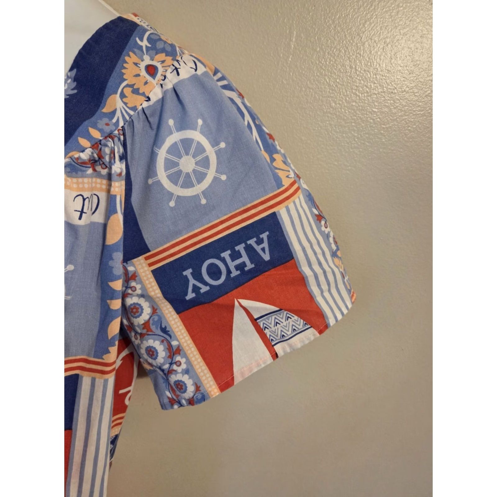 Nautica VINTAGE Anthony Richards House Dress Muumuu Womens M Patriotic Nautical Size M / US 6-8 / IT 42-44 - 5 Thumbnail