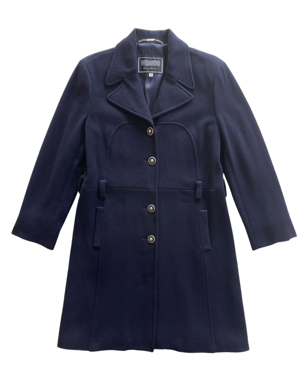 Versus Versace Versus Versace Wool Navy Trench Coat Size S / US 4 / IT 40 - 2 Thumbnail