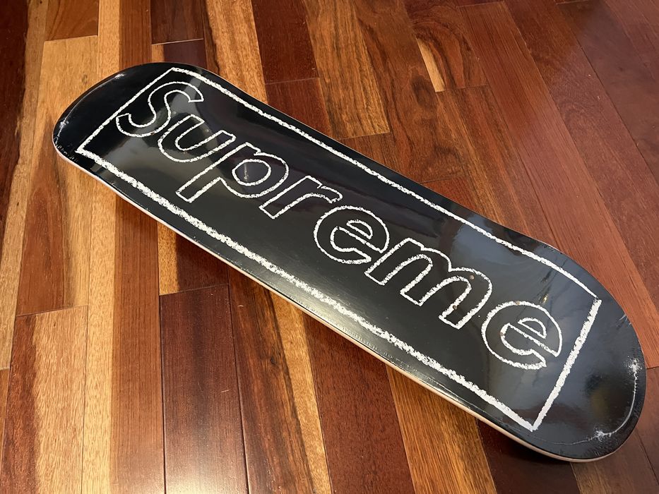 Supreme Supreme Kaws Chalk Logo Skateboard BlacK | Grailed