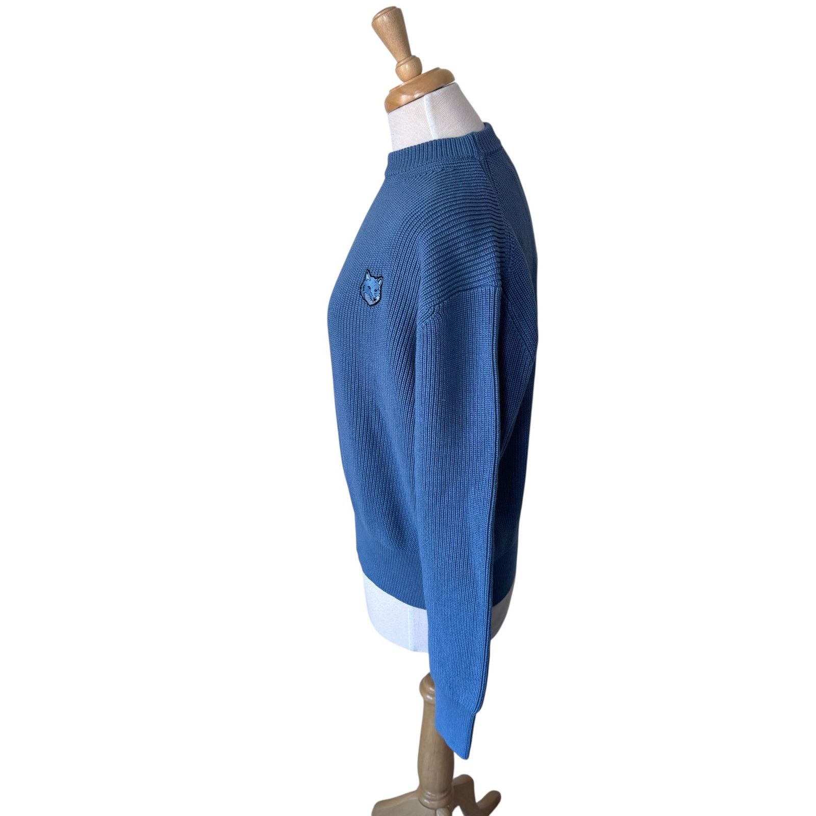 Maison Kitsune Maison Kitsuné Bold Fox Head Patch Ribbed Sweater BLue Size US S / EU 44-46 / 1 - 6 Thumbnail