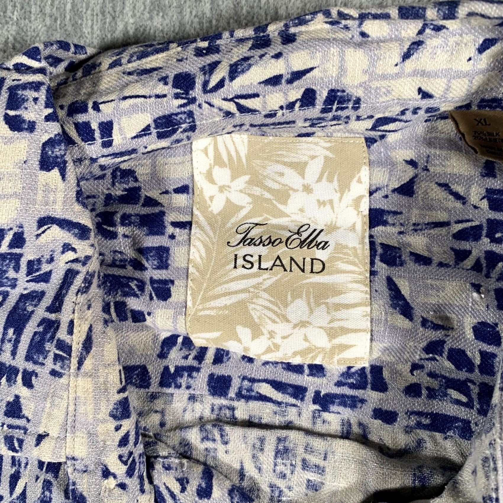 Tasso Elba Tasso Elba Island Shirt Mens XL Blue White Silk Linen Hawaiian Camp Button Front Size US XL / EU 56 / 4 - 5 Thumbnail