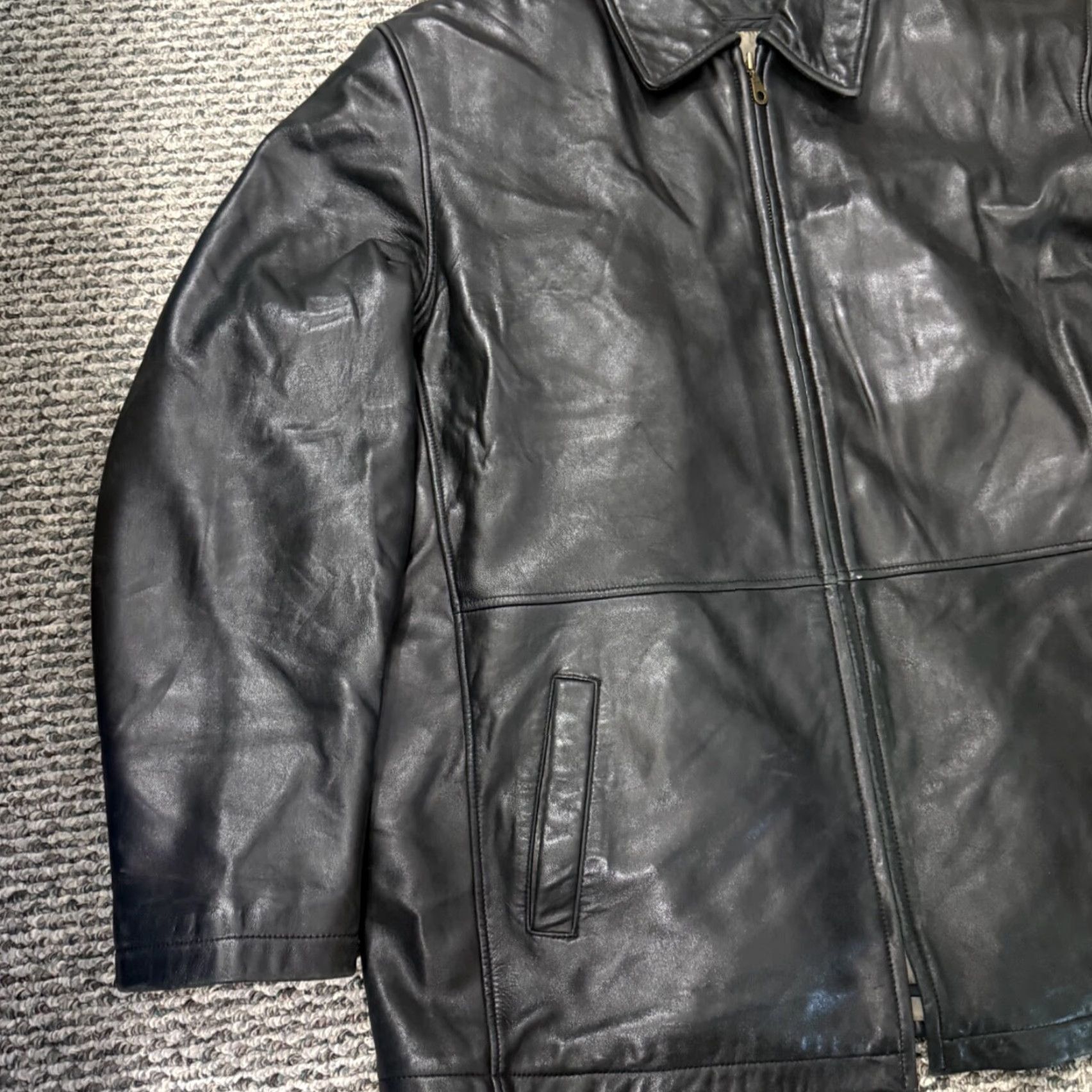 Vintage VINTAGE Reed Leather Jacket Mens 48L Black Motorcycle Lined Zip Soft Biker Sport Jacket Size US M / EU 48-50 / 2 - 5 Thumbnail